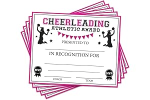 Cheerleading Certificate of Achievement - 25 Cheerleading Award Certificates for Kids, Teens, and Adults
