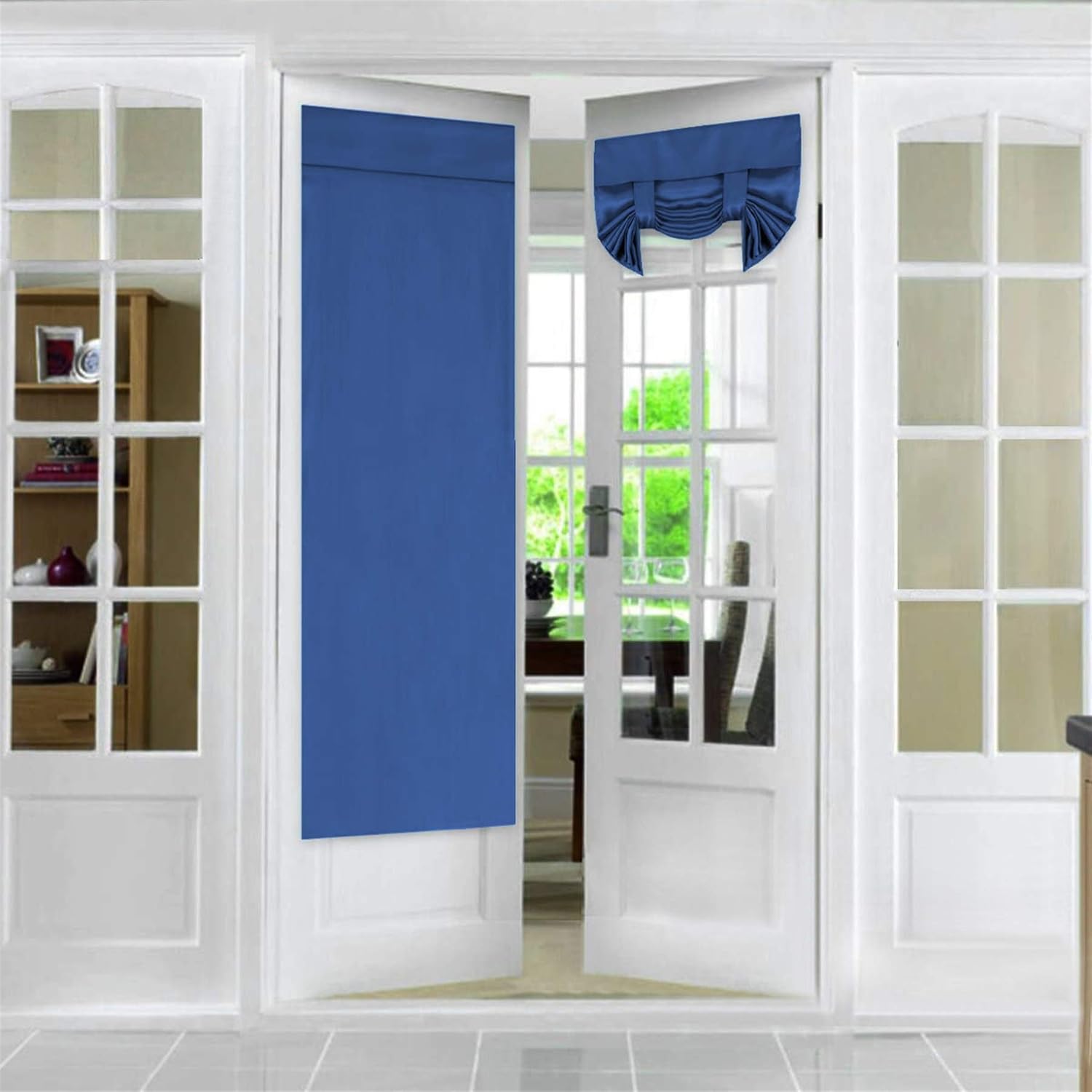 Liveinu 2 Panels Blackout Curtain for French Door Valance Curtain Thermal Insulated Room Darkening Door Curtain Panel Sunshade Curtain No Drilling Install 26 x 68 Inches Beige