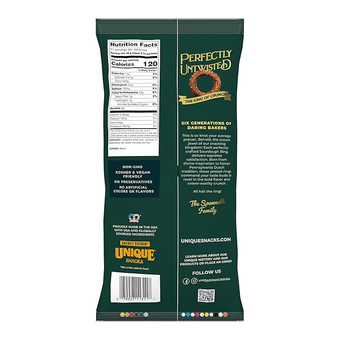 Unique Snacks Sourdough Craft Beer Pretzel Rings, 11 Oz, Pack de 12 miniatura 2