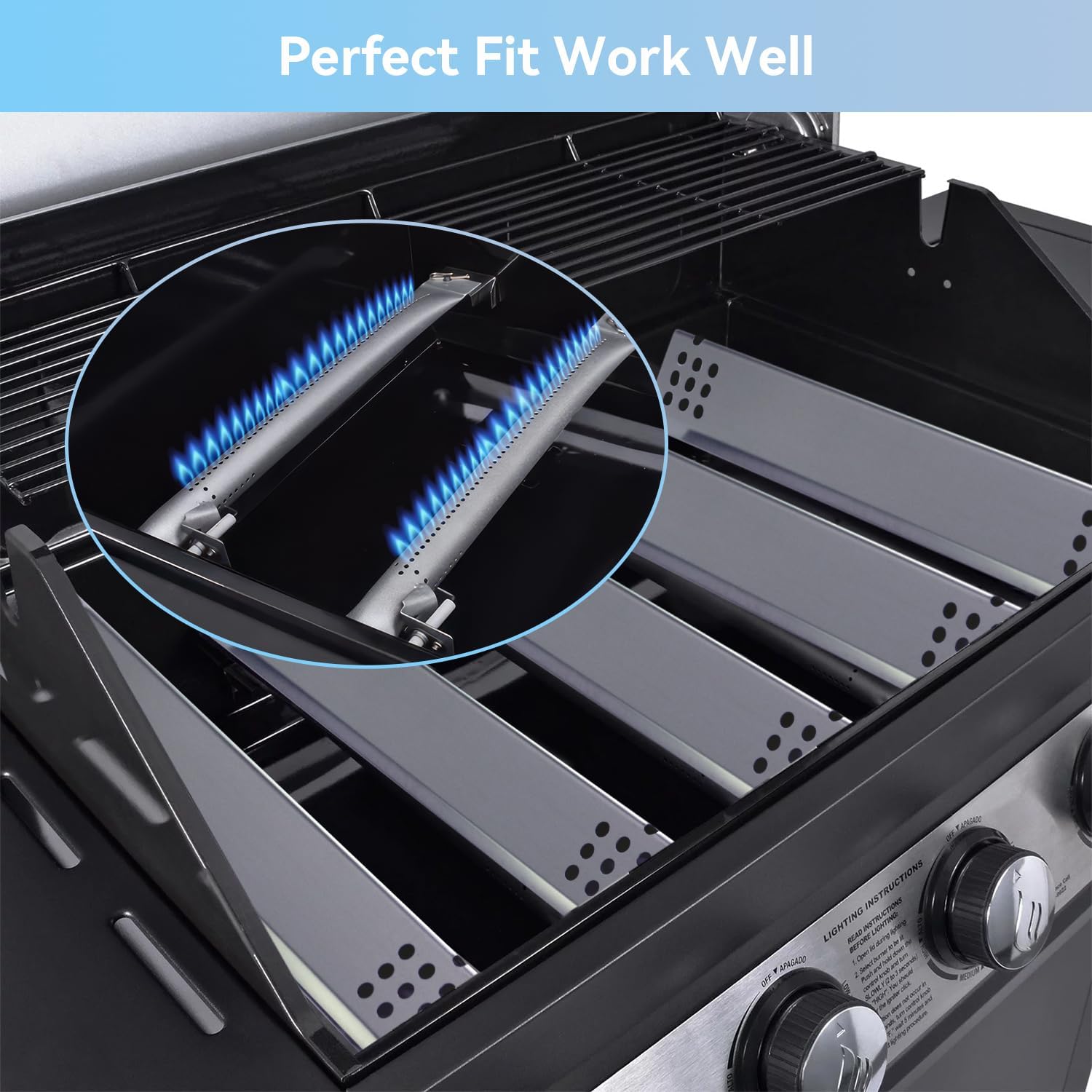 Grill Replacement Parts for Monument 4-Burner 24367,35633,17842, 24633,41847NG Gas Grill, Burner Tube, Heat Plate Tent, Igniter for Kitchen aid 720-0954, Monument 6 Burner 77352 77352MB 77352-MB