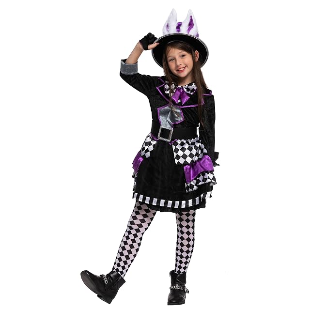 Spooktacular Creations Child Girl Dark Mad Hatter Disfraz para Halloween (grande (10-12 años))