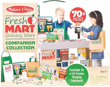 Melissa & Doug Fresh Mart Companion Set, Grocery Store Pretend Play Toys, Toy Kitchen Accessories & Play Food, Preschool Learning Toys for Girls & Boys 3+