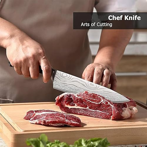 Miniatura 7 de Cuchillo de chef  8 pulgadas afilado para carne y verduras, cuchillo de cocina de acero inoxidable de alto carbono con mango ergonómico, cuchillo de