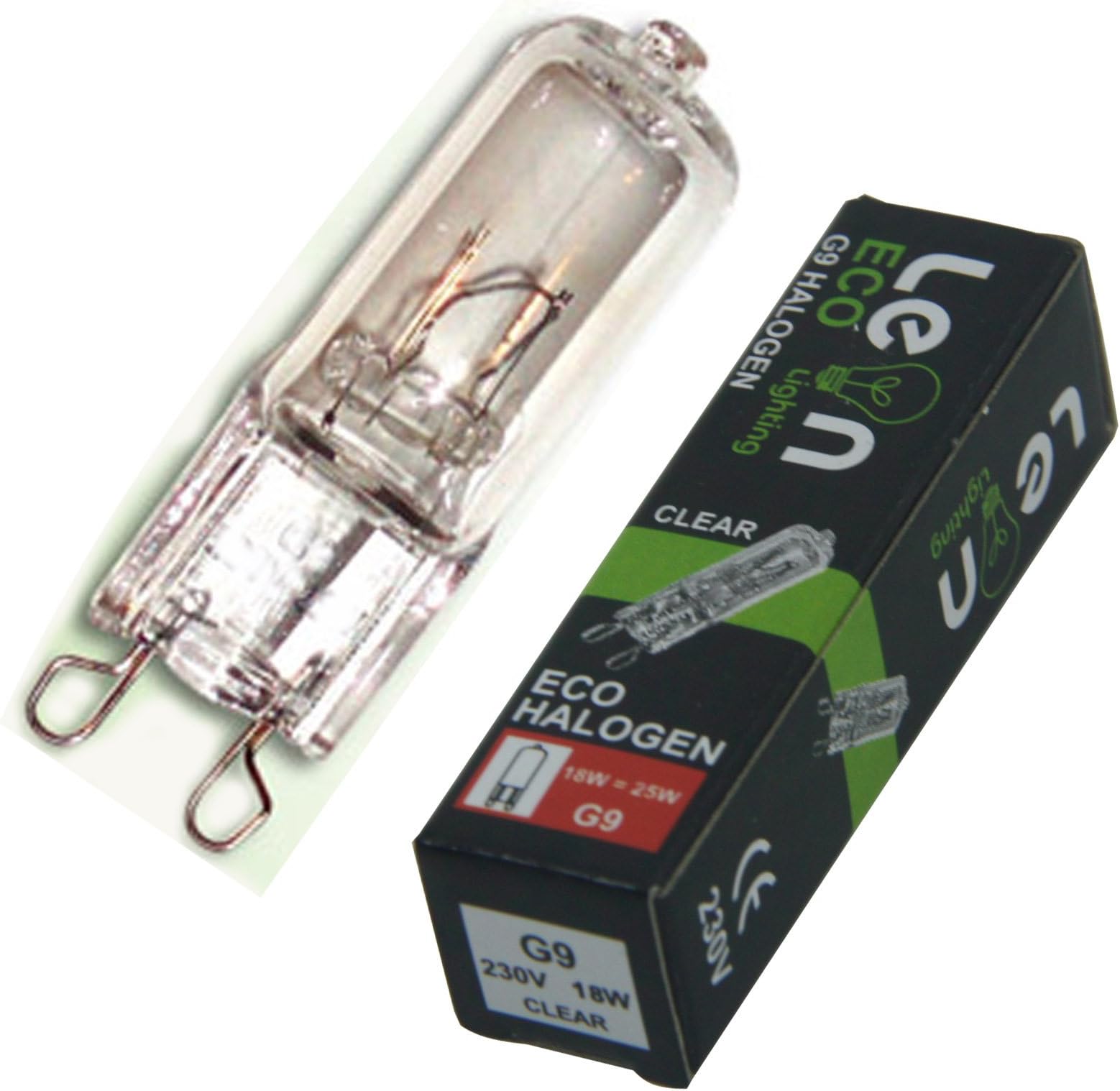 10 x G9 18w Clear ECO Halogen Capsule Bulbs 220-240v Energy Saving 18w with 25w Light Output