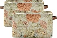 Vista 2 de ALAZA Caja de almacenamiento plegable retro con diseño de flores de mariposa y rosas, canastas organizadoras con asas para estantes, armario, sala
