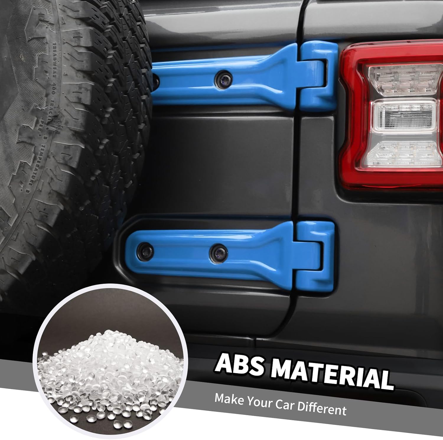 Jimen Fit for Jeep Wrangler JLU 4 Door 2018-2024, 20PCS Door Hinge & Tailgate Hinge Cover Exterior Trim Accessories (Light Blue)