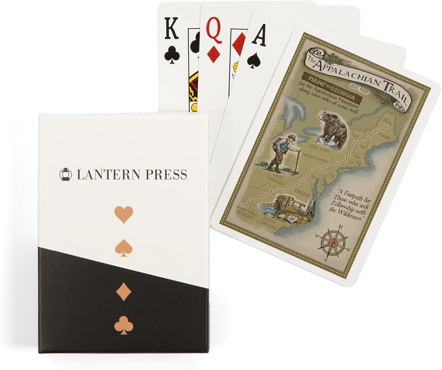 Lantern Press Appalachian Trail Map, 52 Playing Cards for Adults, Poker Size Card Deck