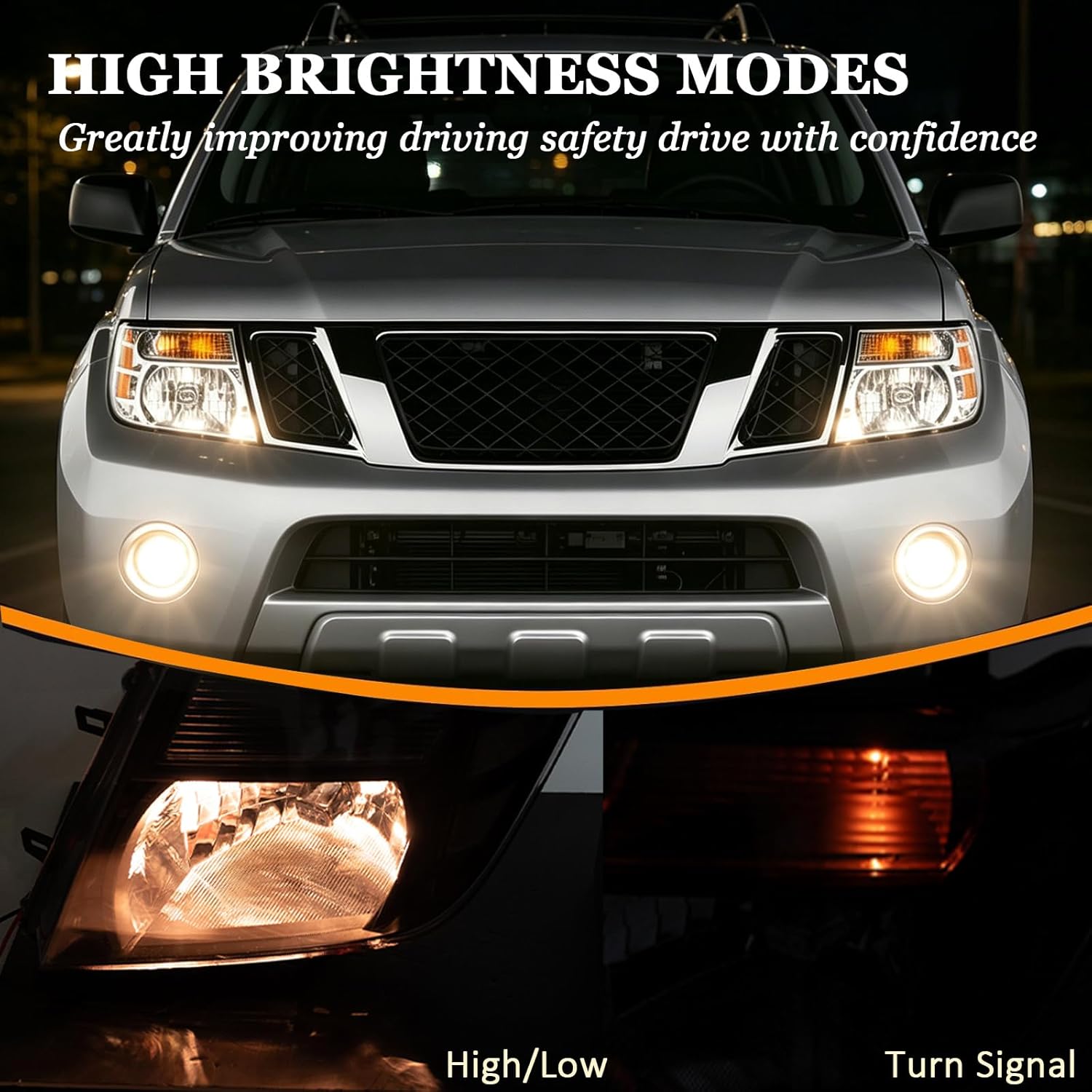 Headlights Assembly compatible with 2008 2009 2010 2011 2012 Pathfinder Halogen Head light Headlamp Replacement, Chrome Housing Amber Corner