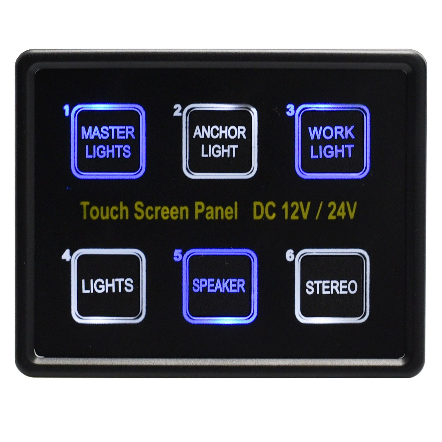 Cllena 12V/24V DC 6 Gang LED Switch Panel Slim Touch Control Panel Box for Car Marine Boat Truck Rv Caravan