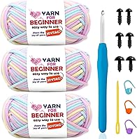 Vista 56 de Hilo de Ganchillo para Principiantes Verde Manzana Hilo de Algodón para Tejer y Tejido - Kit de Ganchillo para Principiantes - 3 * 50g