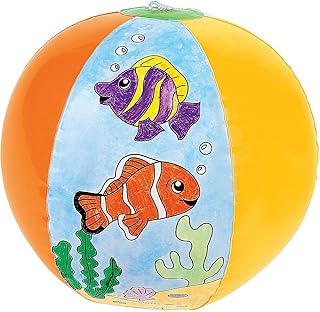 Fun Express DIY Fish Beach Balls - 12 Color Your Balls - Beach, Pool, Summer Crafts for Kids