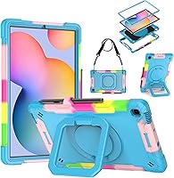 Vista 8 de DETUOSI Funda compatible con Samsung Galaxy Tab S6 Lite de 10.4 pulgadas 2024/2022/2020 con correa para el hombro, funda resistente a prueba de Negro