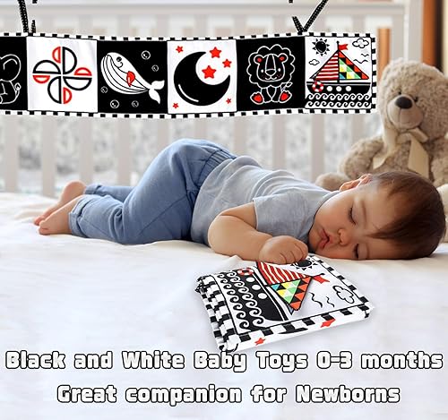 Miniatura 6 de Forinces Libro de bebé en blanco y negro  Juguetes de bebé de alto contraste para recién nacido 0 1 2 3 4 5 6 7 8 9 10 11 12 meses juguete de tiempo