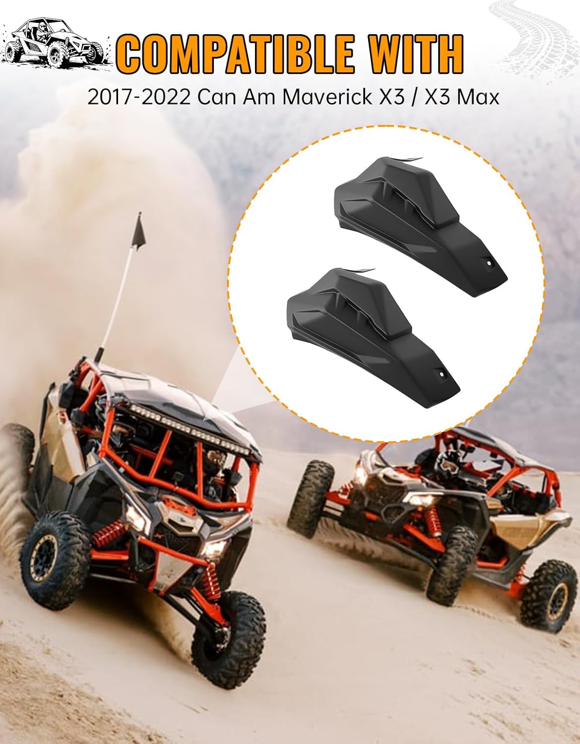 X3 Rear Cage Trim Cover for Can-Am Maverick X3 / X3 Max 2017-2025, C Pillar Protection Shield Guard Plates for UTV Accessories (2PCS, Replaces OEM 705010335, 705010336)