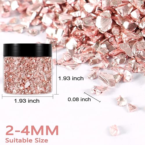 Miniatura 9 de Renfio Fragmentos de cristal roto con purpurina aplastada de 2 a 0.157in, irregulares, pequeños y metálicos, gruesos, alto brillo, lentejuelas para