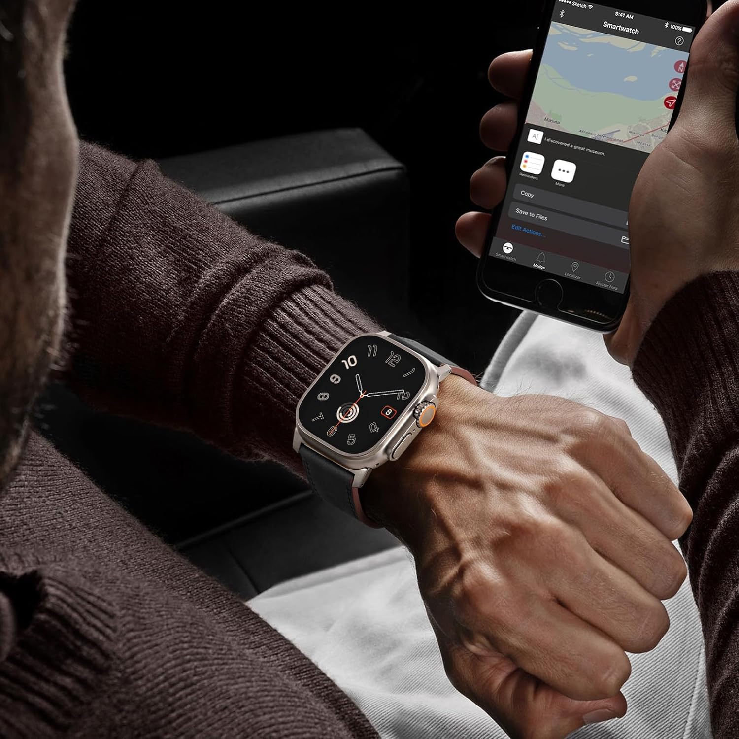 Easuny Leather Bands Compatible with Apple Watch Ultra 2 3/Ultra Band 49mm 44mm 45mm 46mm 42mm Men, Top Grain Genuine Leather Strap for iWatch Series 11 10 9 8 7 6 5 4 SE3 SE2 SE 3 2 1 - Image 3