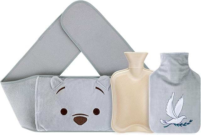 Hot Water Bottle, Warm Hot Water Bottle Belt, Wearable Hot Water Bottle with Soft Plush Waist Cover, Wrap Around Hot Water Bag for Arthritis, Period, Waist, Back, Shoulder Pain Relief