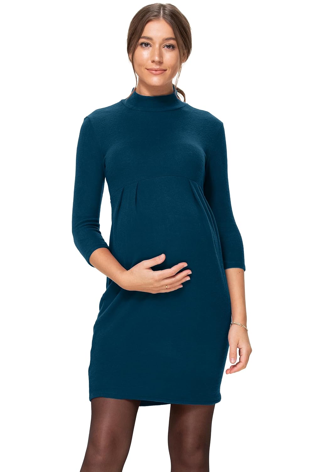 LaClef Womens Sweater Knit Front Pleat Materntiy Dress