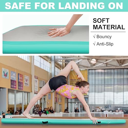 Miniatura 2 de Colchoneta inflable de gimnasia de 101316 pies de grosor de 4 pulgadas de grosor, con bomba de aire eléctrica para uso