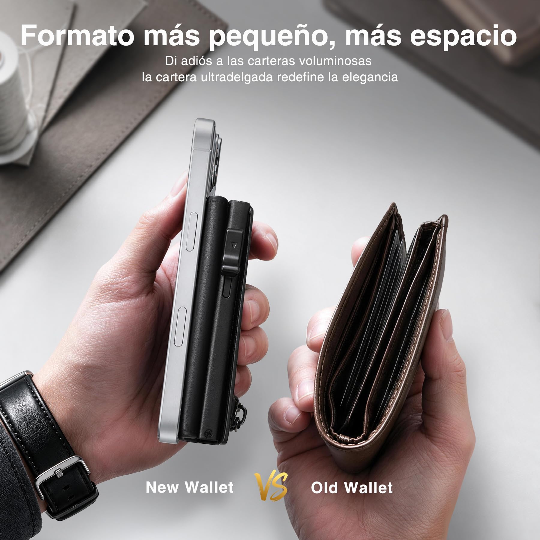 TENBST Carteras para Hombre Cartera Hombre Slim con Monedero y Protección RFID, Lujoso Tarjetero Hombre en Cuero con 8 Compartimentos para Tarjetas, Regalo para Hombre
