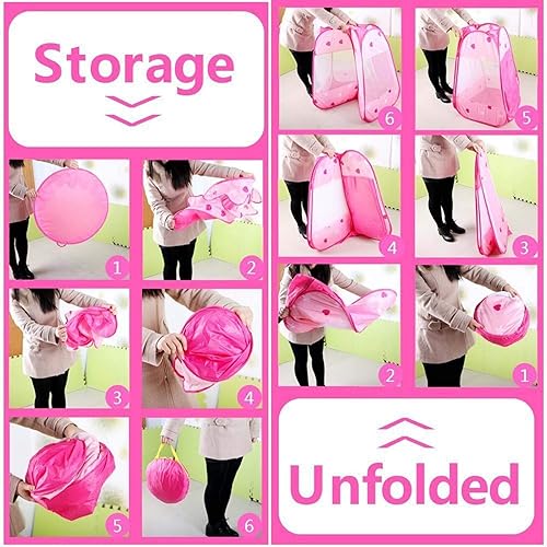 Miniatura 7 de Tienda de campaña de princesa rosa para niñas de 1 año, regalo para el primer cumpleaños, regalo para niña, fácil de desplegar y plegar para uso en