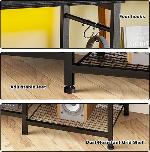 Miniatura 3 de YGEOMER Soporte de TV para sala de estar, centro de entretenimiento para televisores de 55 pulgadas, consola multimedia, mesa de televisión para