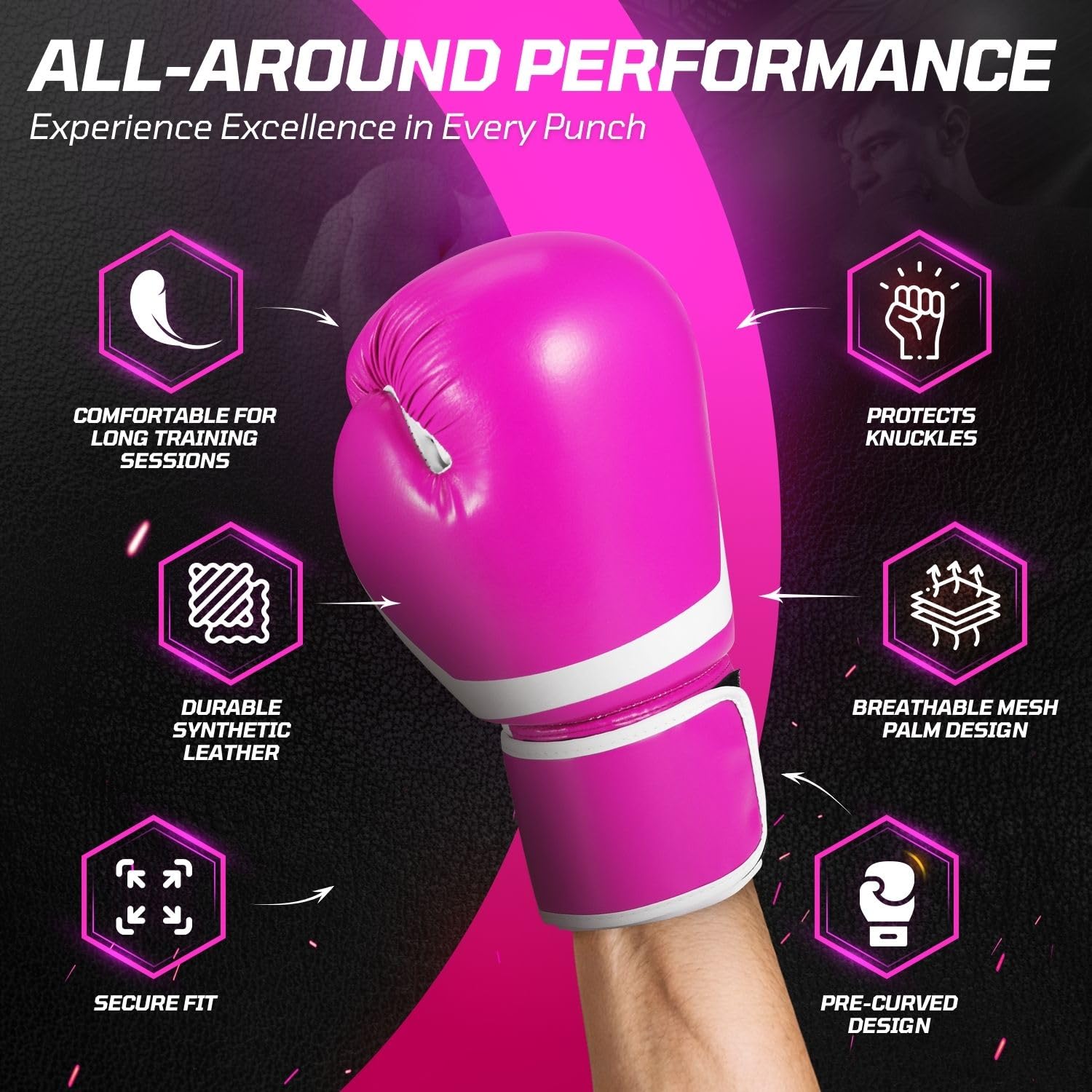 Flexzion Boxing Sparring Training Gloves Pro Muay Thai Kickboxing Heavy Bag Punching Mitts Wrist Wrap Full Contact Combat Sport Protective Hand Gear Martial Art Supply for Women & Teens, 10Oz