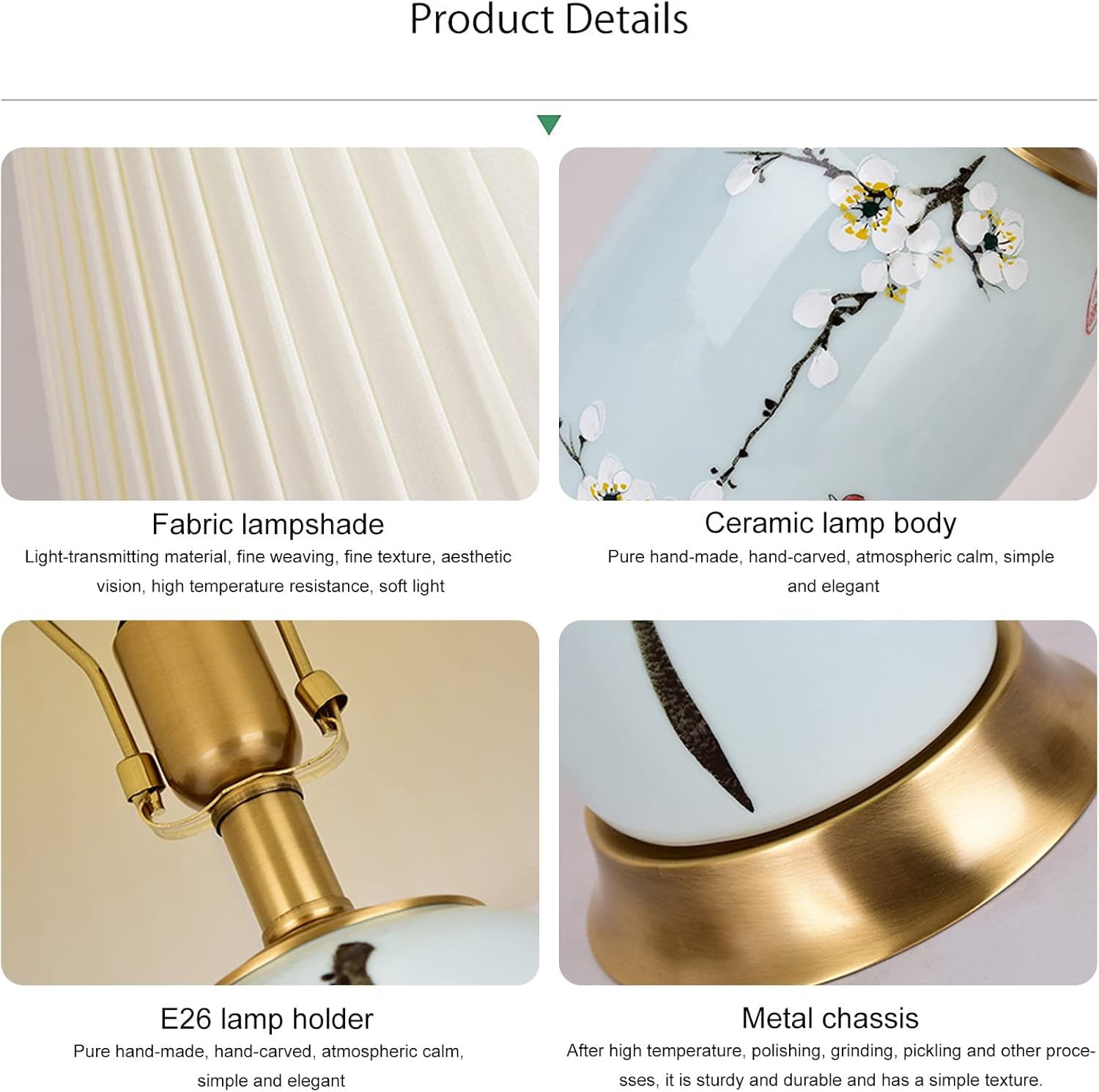 23.2インチ シノワズリランプ、手描きの青いセラミックテーブルランプ