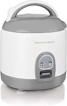 Hamilton-Beach 37508 Rice Cooker with Rinse/Steam Basket (4 Cups Uncooked Resulting in 8 Cups Cooked), White