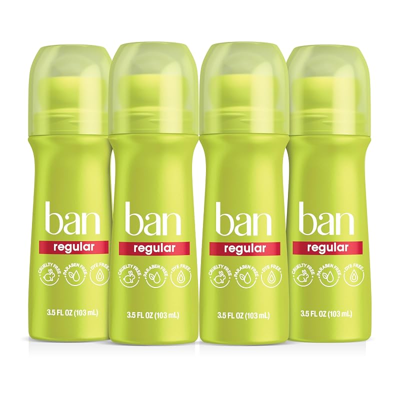 Ban Desodorante antitranspirante roll-on Invisible, fragrância Regular Scent, Pacote com 4