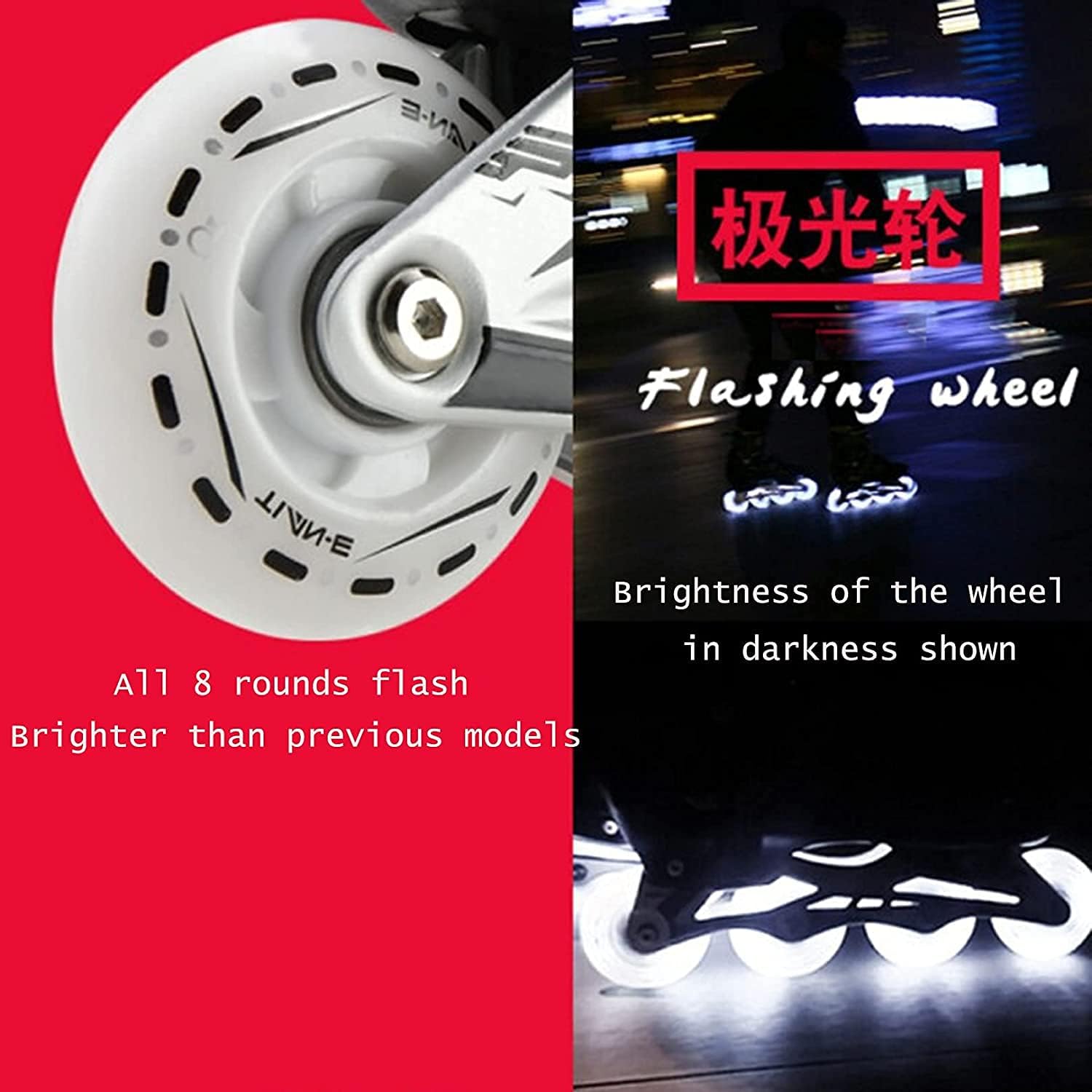 Inline Skates, Roller Skate Poles Ankle Protection Replacement Roller, Inline Skates Adults Unisex Fitness Skates Roller Skates,M(36~38)-White