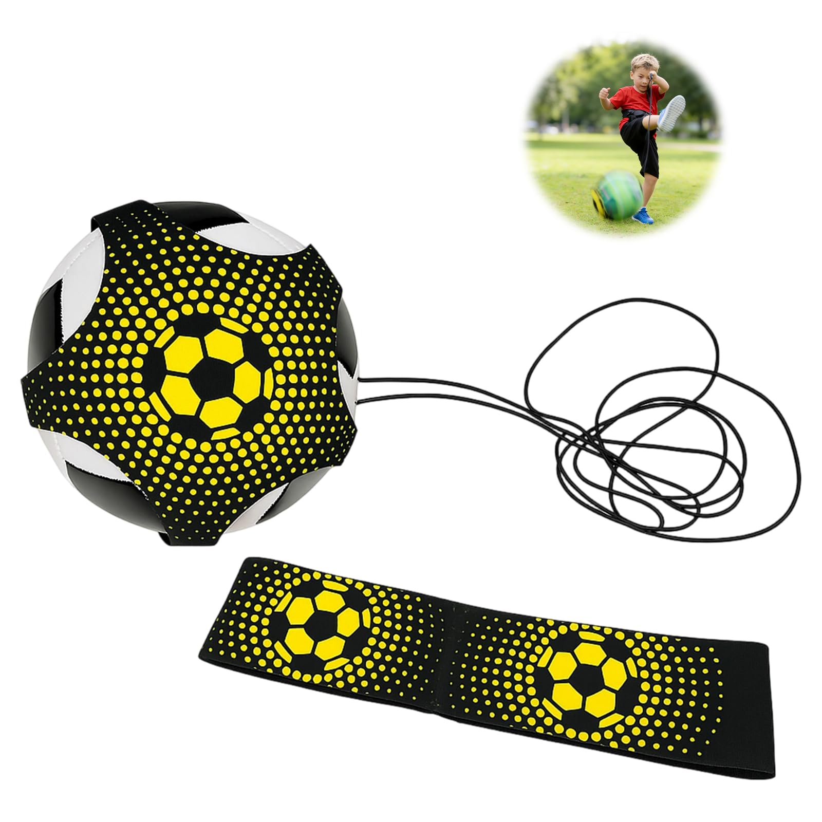 Entraîneur de Football Solo pour Enfants et Adultes - Aide au Jonglage et Contrôle de Balle - Ceinture Réglable avec Sangle Élastique pour Ballons Taille 3-5 - Idée Cadeau Sport (Ballon Non Inclus)