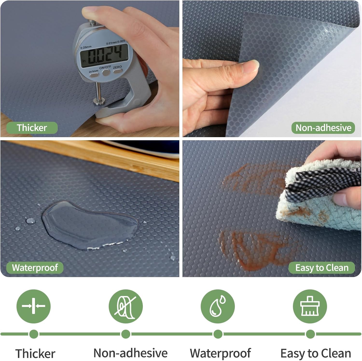 Shelf Liners 48x600cm Shelf Liners for Kitchen cabinets nonstick Shelf Lining Drawer Mats EVA Protector for Cupboard (Gray,48x600cm) image 2