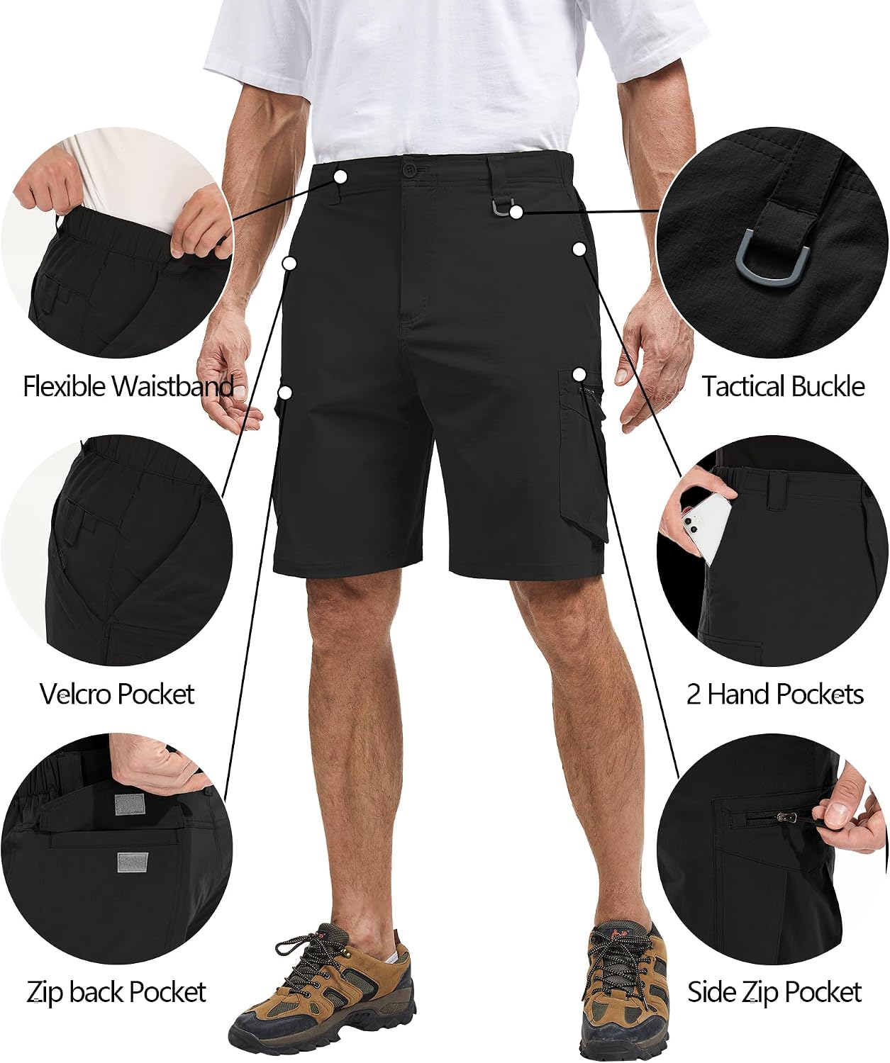 Mens Cargo Shorts, Lightweight Hiking Shorts for Men, Multi-Pocket Quick Dry Fishing ShortsFor Golf,Camping, Travel