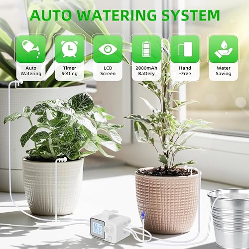 Miniatura 5 de Dispositivos automáticos de riego de plantas con temporizador de agua programable y pantalla LED, sistema automático de riego por goteo para 15