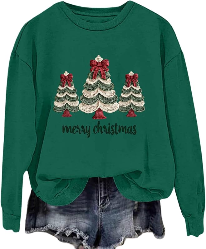 Aymnlox Christmas Sweatshirts – Army green, size Small