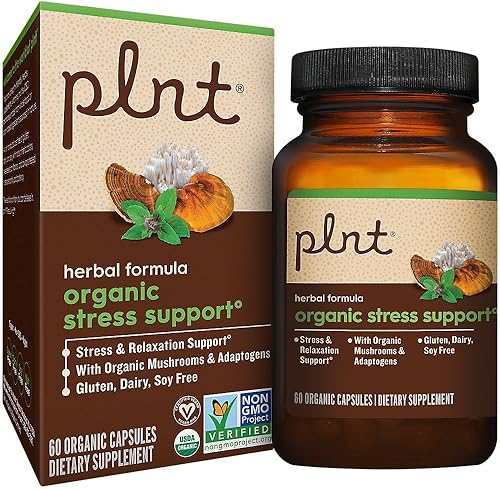 Apoyo orgánico para el estrés - Fórmula herbaria con hongos orgánicos (60 cápsulas)