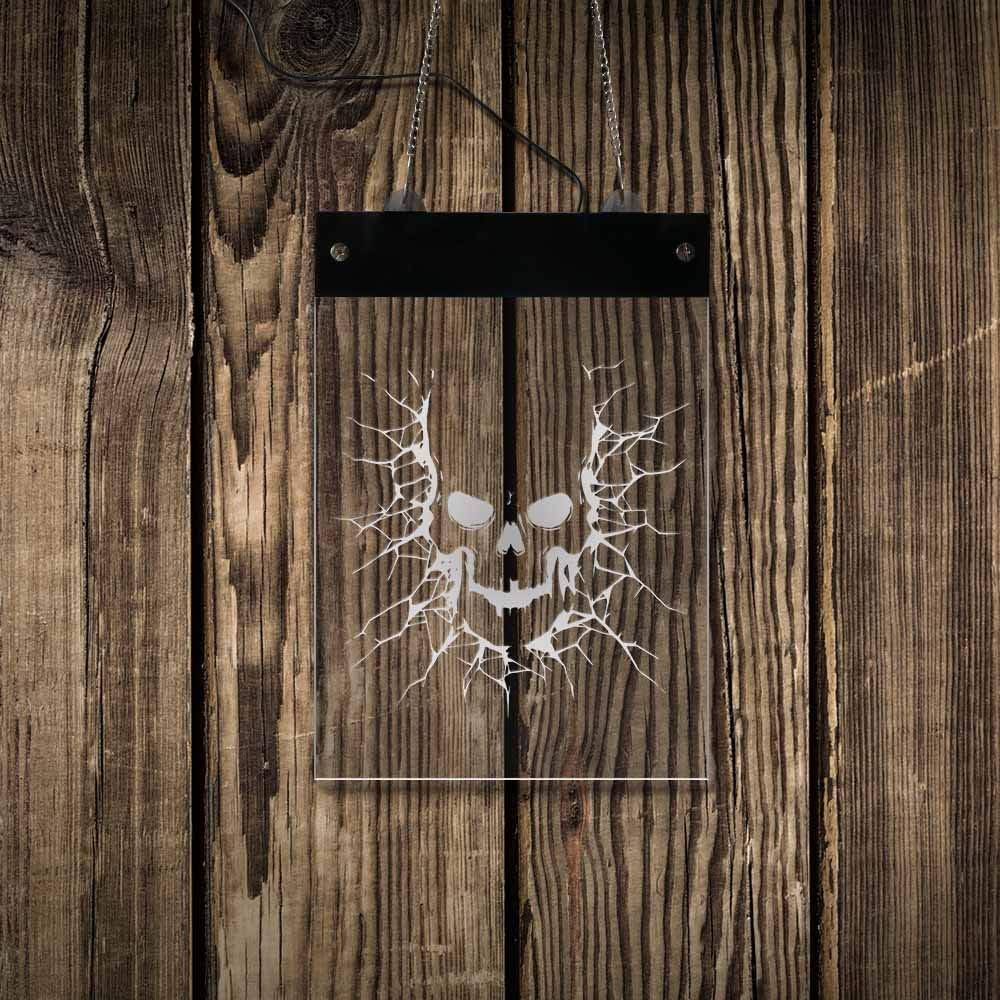 The Geeky Days Cracked Evil Skull Head LED Lighting Sign Halloween Holidays Display Electronic Lighted Acrylic Light Board for Man Cave Decor