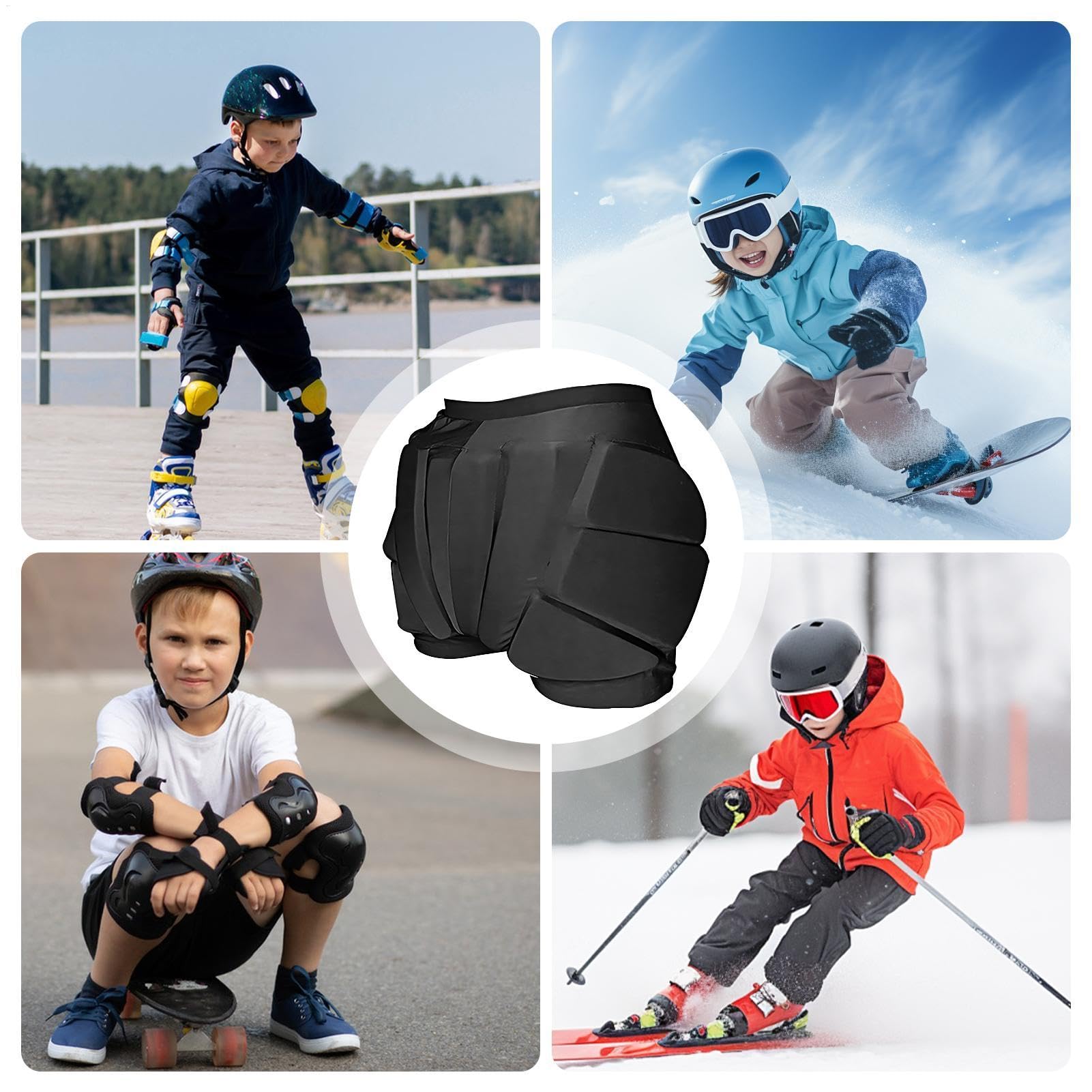 Cuscinetti protettivi per pattinaggio a rotelle, pantaloncini da snowboard, pantaloncini di protezione per snowboard, attrezzatura di sicurezza per pattinaggio su ghiaccio, cuscinetti protettivi per