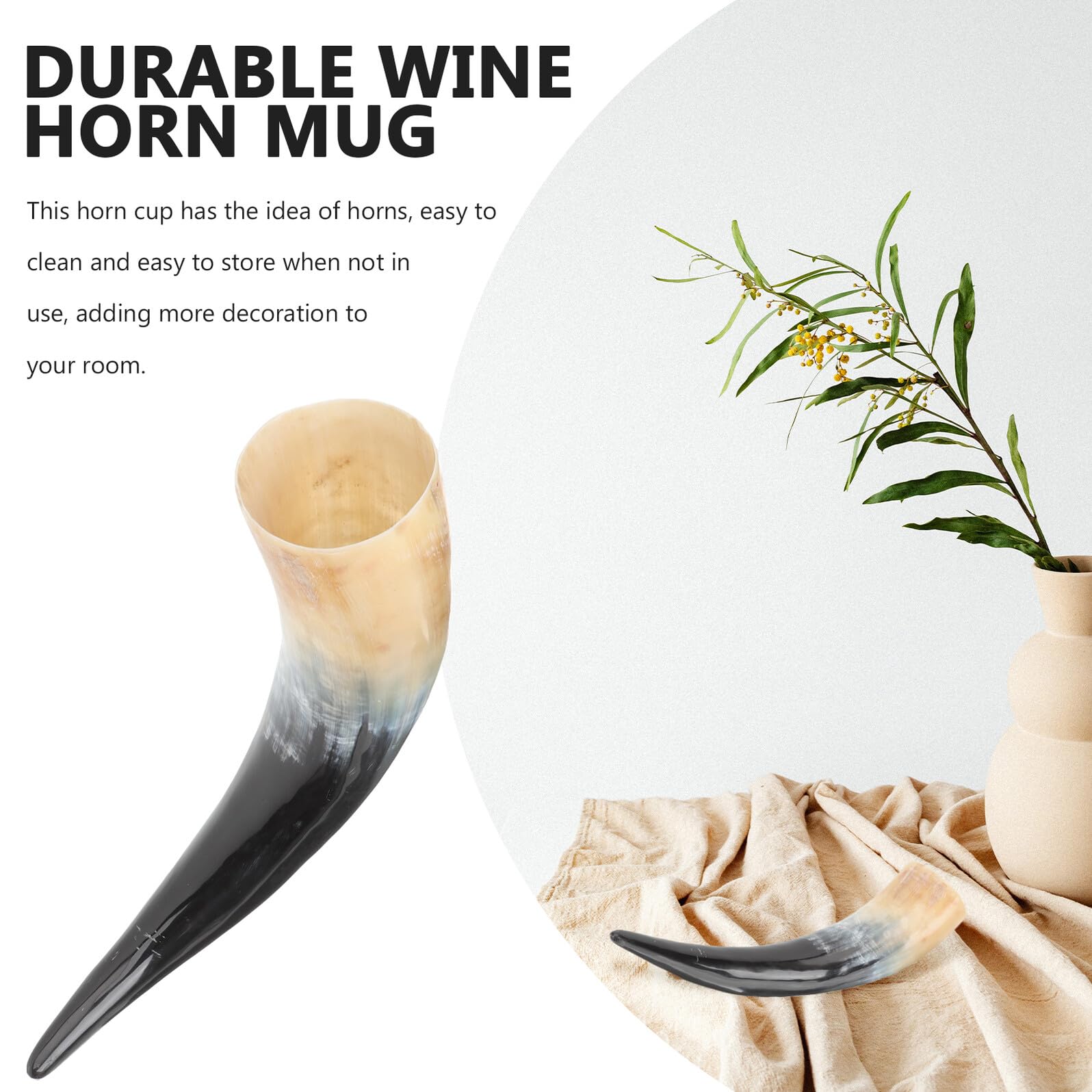 VANZACK Bicchiere in Corno Decorativo Realizzato Artigianalmente per Bere Vino e Birra, Facile da Pulire Grande Capacità e Design Semplice, per Amici e Famiglia