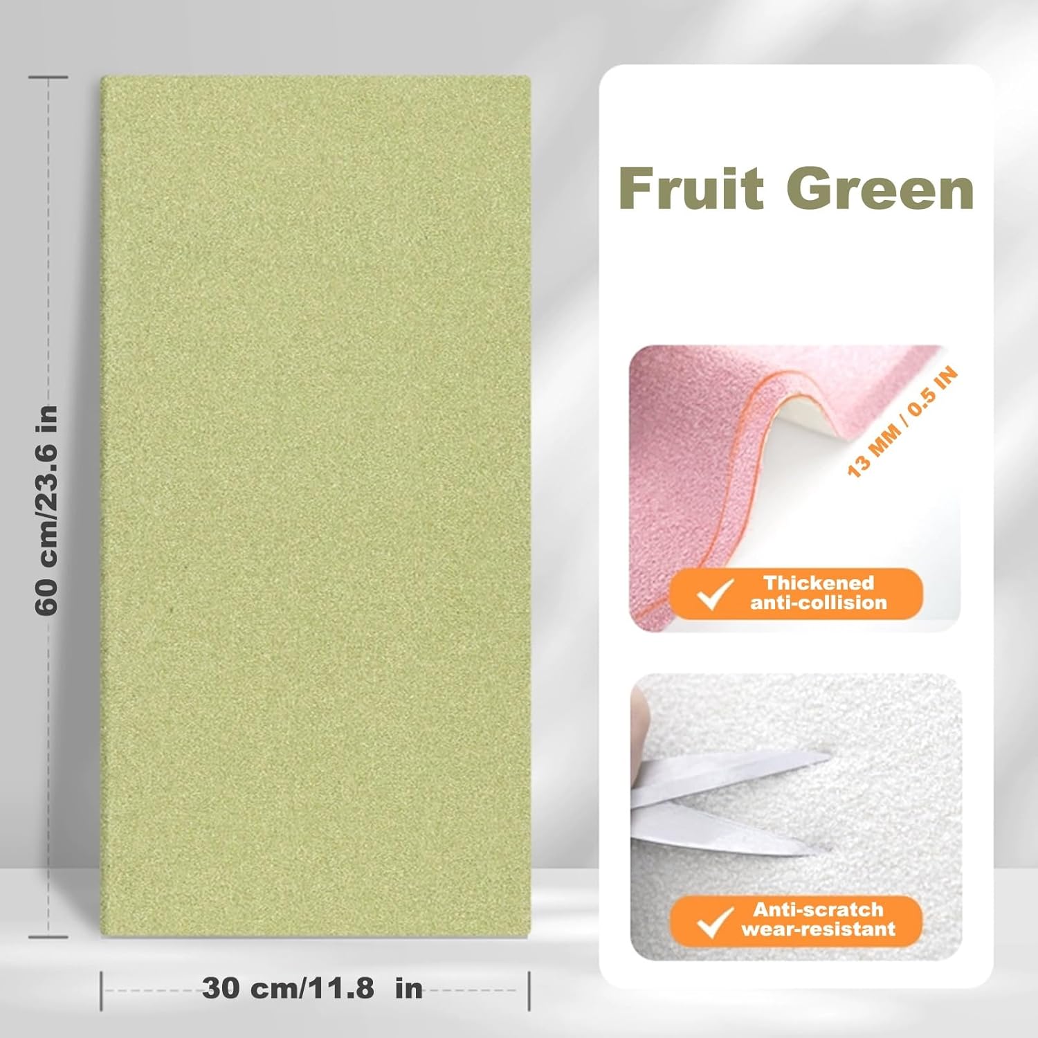 3D Acoustic Wall Panels for Kids with Autism - Self-Adhesive, Peel and Stick - 10 Pcs Fruit Green Soundproof Padding for Bedroom, Playroom, Living Room Decor