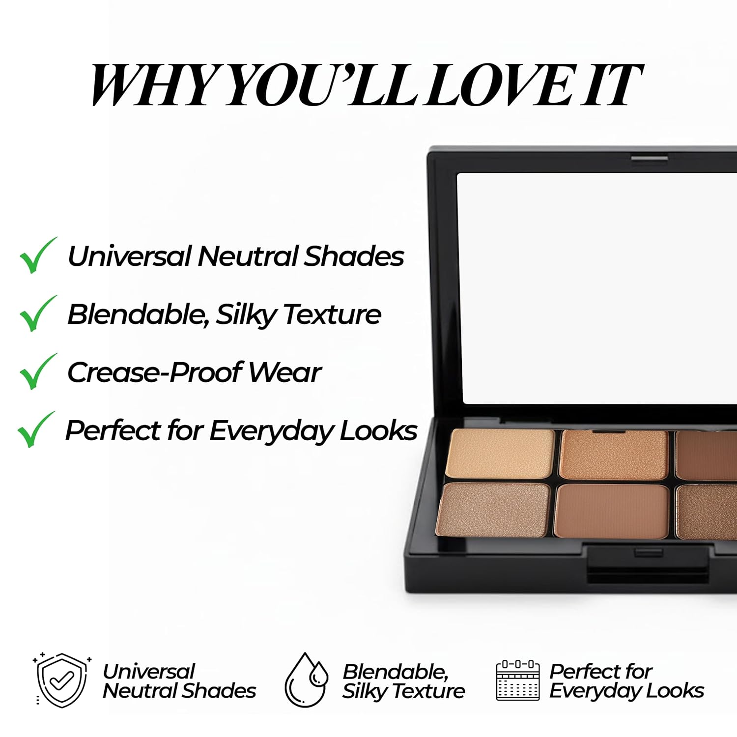 Starlight Eyeshadow Palette – 6 Highly Pigmented, Crease-Proof Matte & Shimmer Shades – Long-Lasting, Blendable & Buildable Pigments – Compact & Travel-Friendly (Golden Earth)