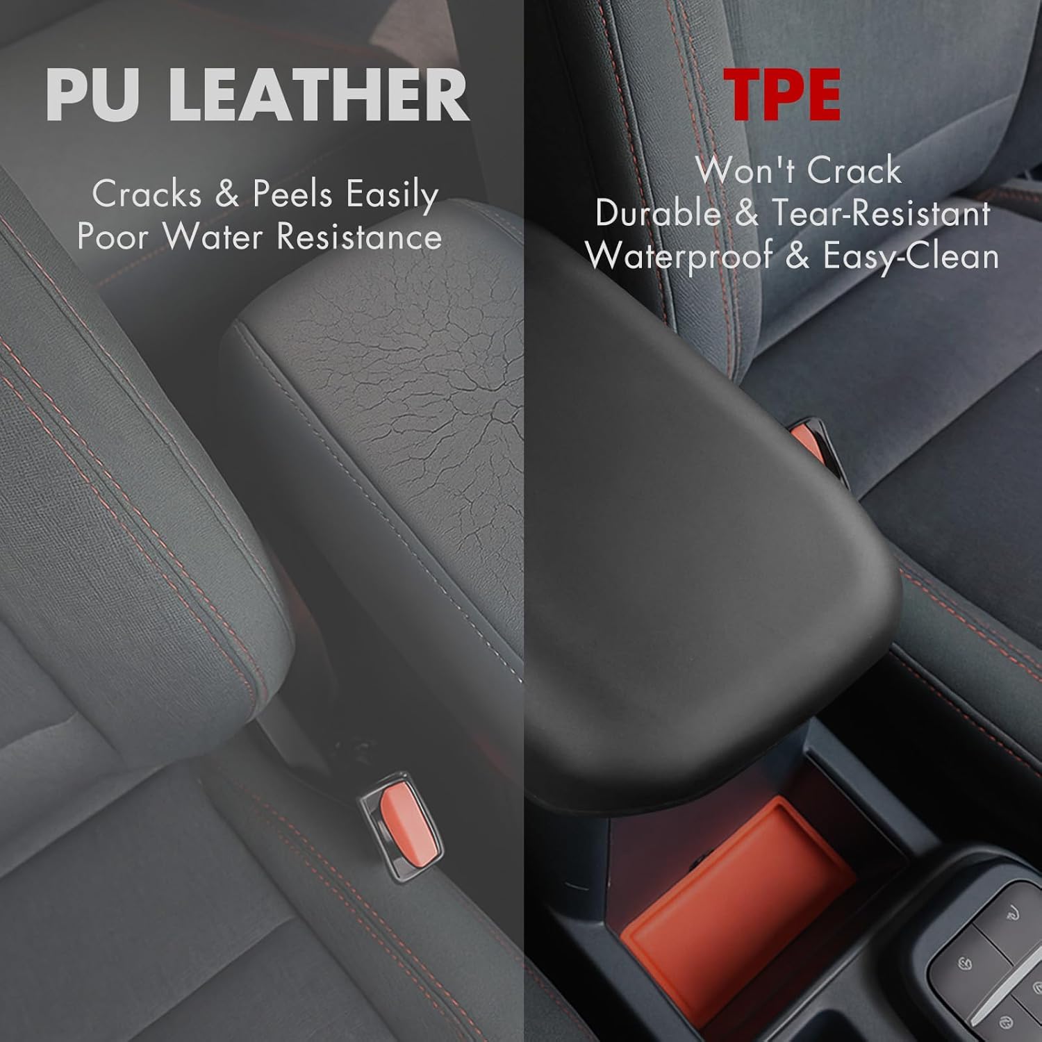 Mabett Center Console Armrest Cover for Ford Maverick Accessories 2022-2025 TPE Waterproof Scratch-Resistant Pad Protect from Pets Spills Dirt