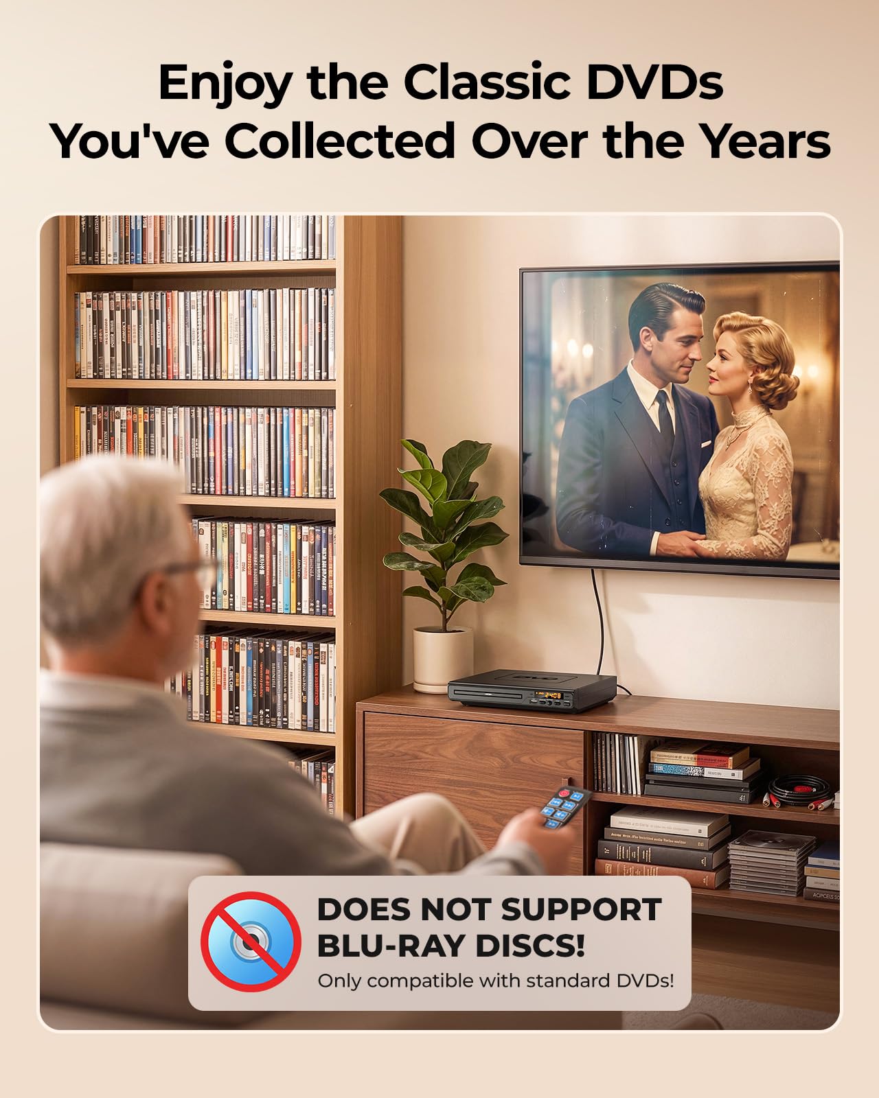 Reproductores de DVD para TV con HDMI, reproductores de DVD que reproducen todas las regiones, reproductor de DVD simple para ancianos, reproductor de CD para sistema estéreo doméstico, incluye cable