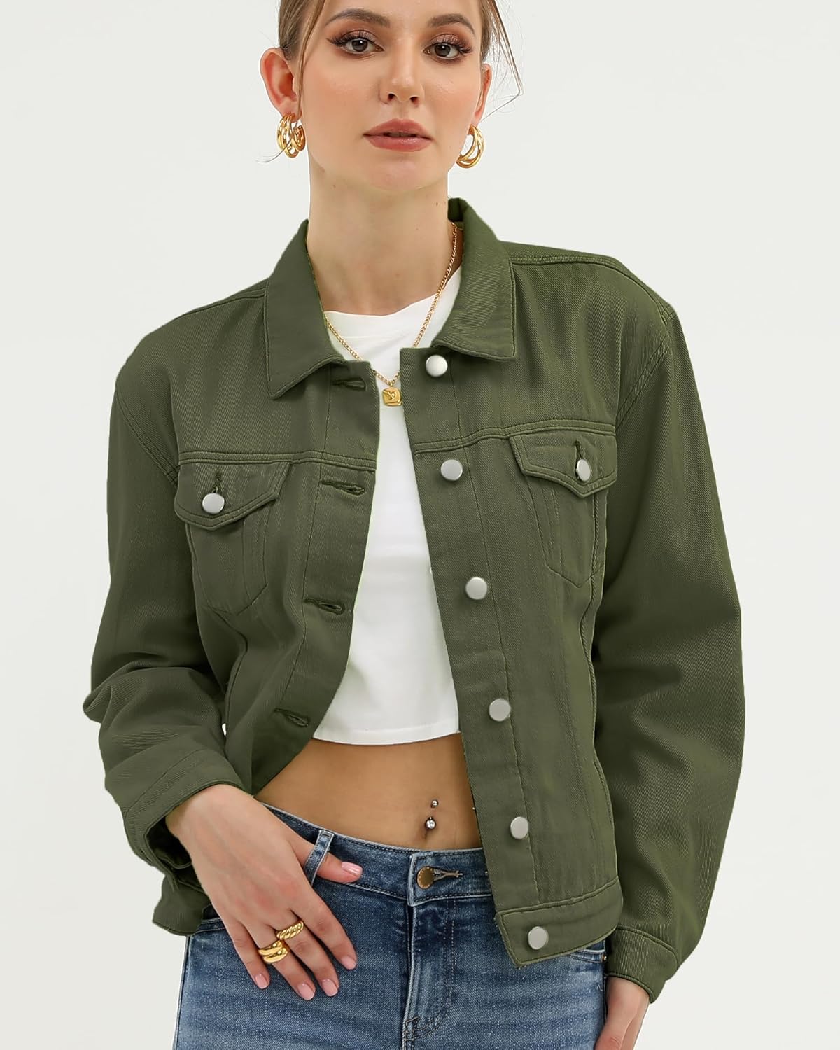 Argstar Denim Jacket for Women Button Up Long Sleeve with Pockets (Available in Inner Pockets) - Image 6