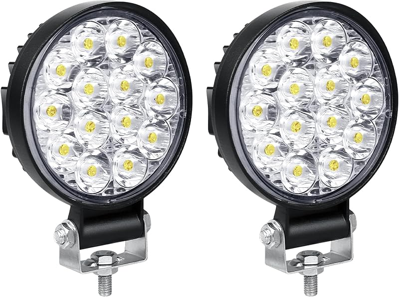 Kit com 2 faróis de milha LED Willpower 42 W 3,2 polegadas para 12 V e 24 V – Feixe concentrado