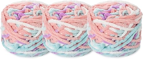 Miniatura 20 de Paquete de 3 hilos gruesos de felpilla de felpa de 3.53 onzas (49.2 yardas) - Hilo de terciopelo esponjoso para tejer mantas y hacer ganchillo