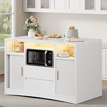 Kitchen Island with Storage, Island Table for Kitchen with Power