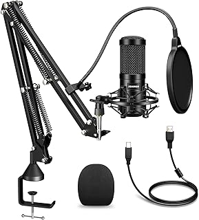 Aokeo AK-60 Micrófono USB para PC con Soporte de Brazo de Tijera de suspensión AK-35, Soporte de amortiguación, Filtro de Pop, Cubierta de Espuma, para Youtuber, Karaoke, Juegos