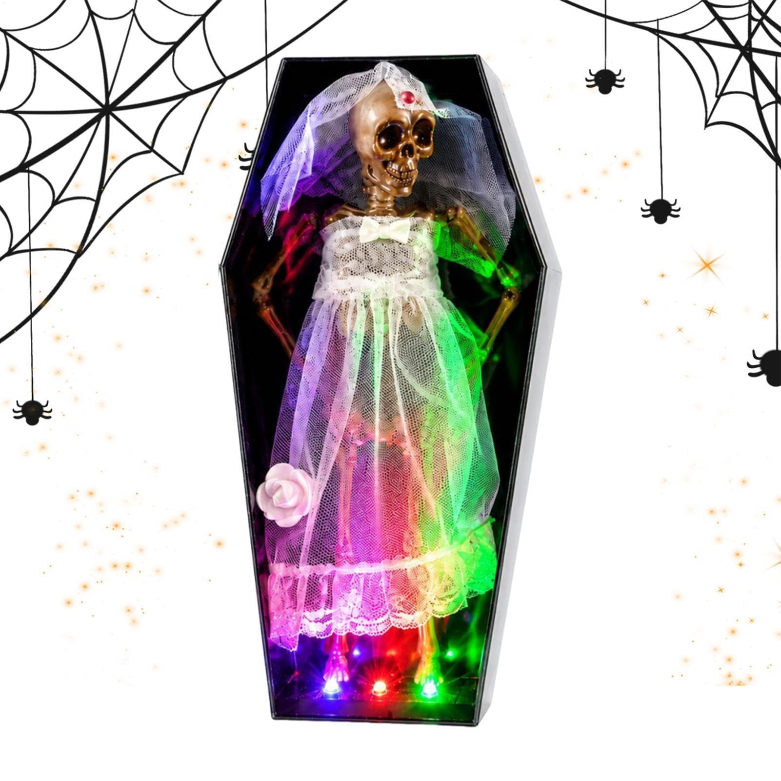 Ataúd de esqueleto animado de Halloween Musical Horripilante Con Luces